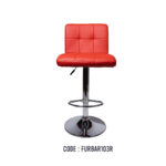 RED SQUARE-PATTERN LEATHER BAR CHAIR *B003*