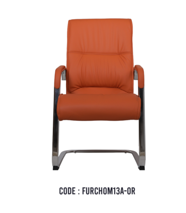 Buy Online Orange Leather Mid Back Visitor Chair