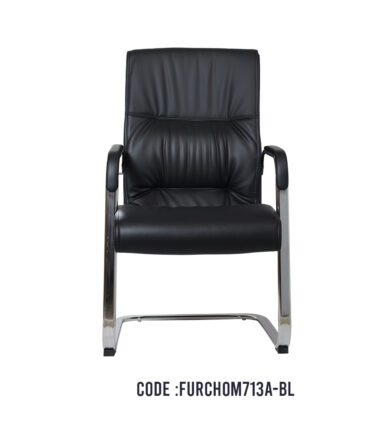 Black Leather Mid Back Visitor Chair at Best Price