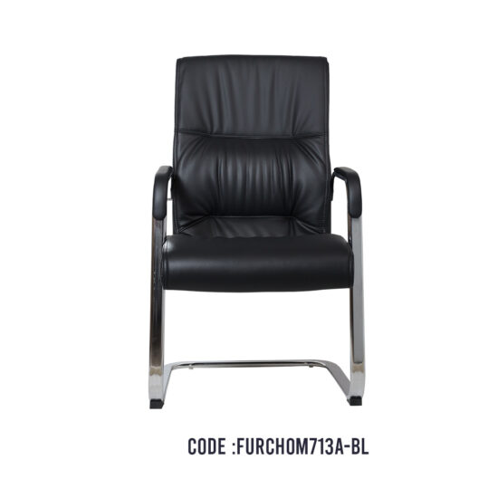 Black Leather Mid Back Visitor Chair at Best Price